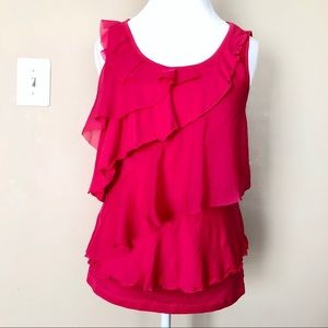 Ann Taylor LOFT Pink Layered Ruffle Top
